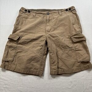 Polo Ralph Lauren Men's Cargo Shorts Size 34 Drill Khaki Distressed Heavyweight